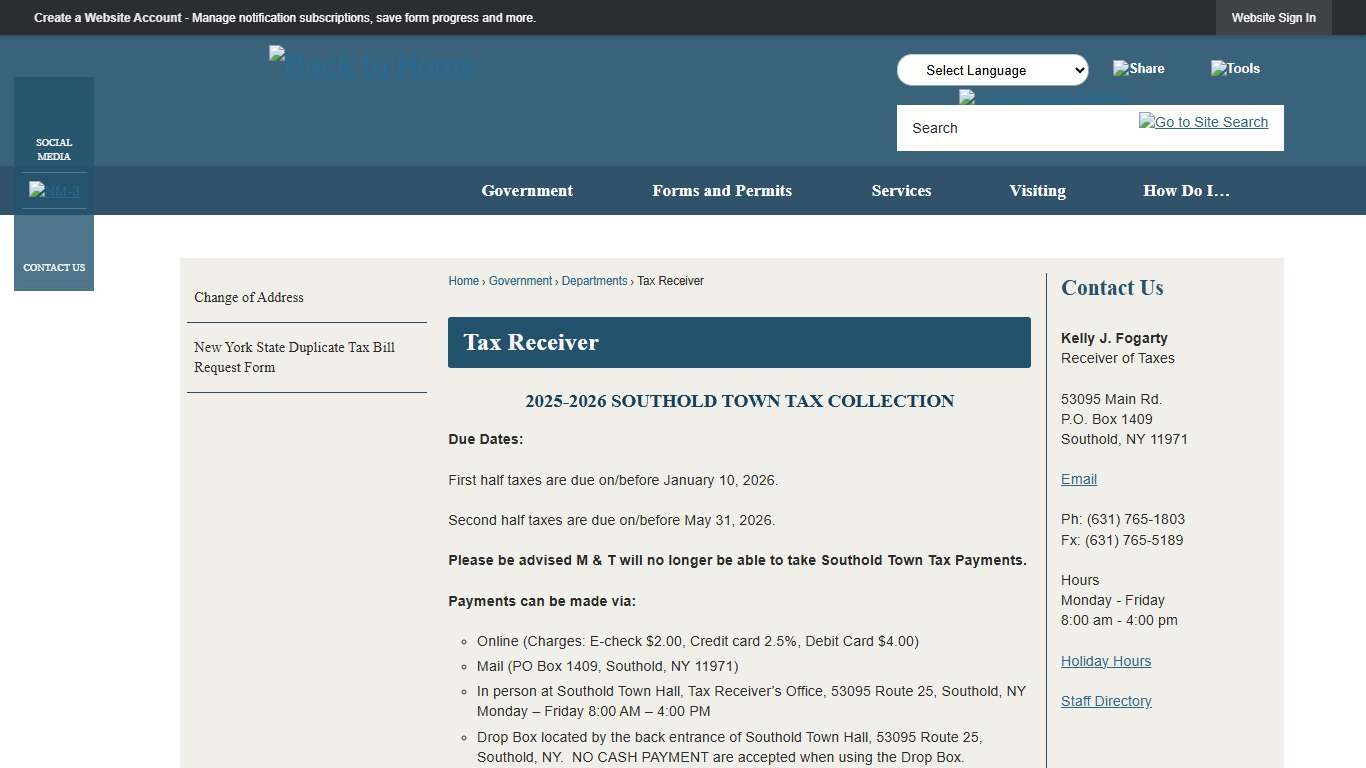 Tax Receiver | Southold, NY - Official Website