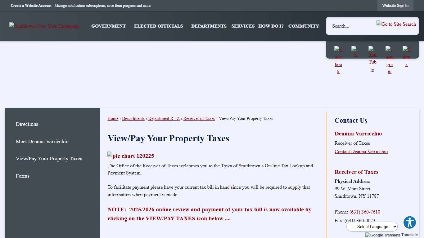 View/Pay Your Property Taxes | Smithtown, NY - Official Website