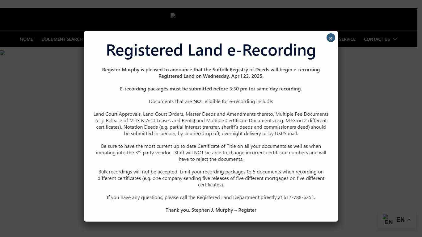 Suffolk County Registry of Deeds - Real Estate Records