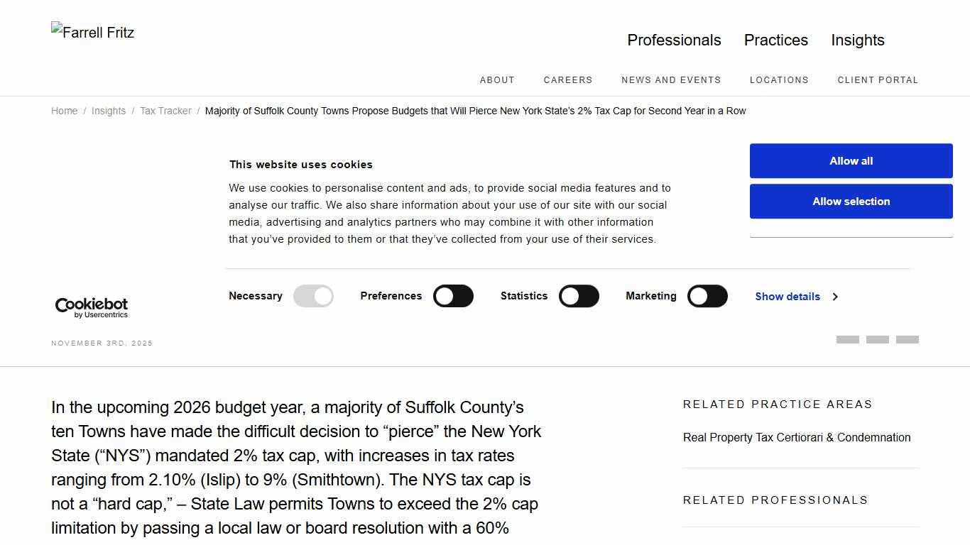 Majority of Suffolk County Towns Propose Budgets that Will Pierce New York State’s 2% Tax Cap for Second Year in a Row - Farrell Fritz