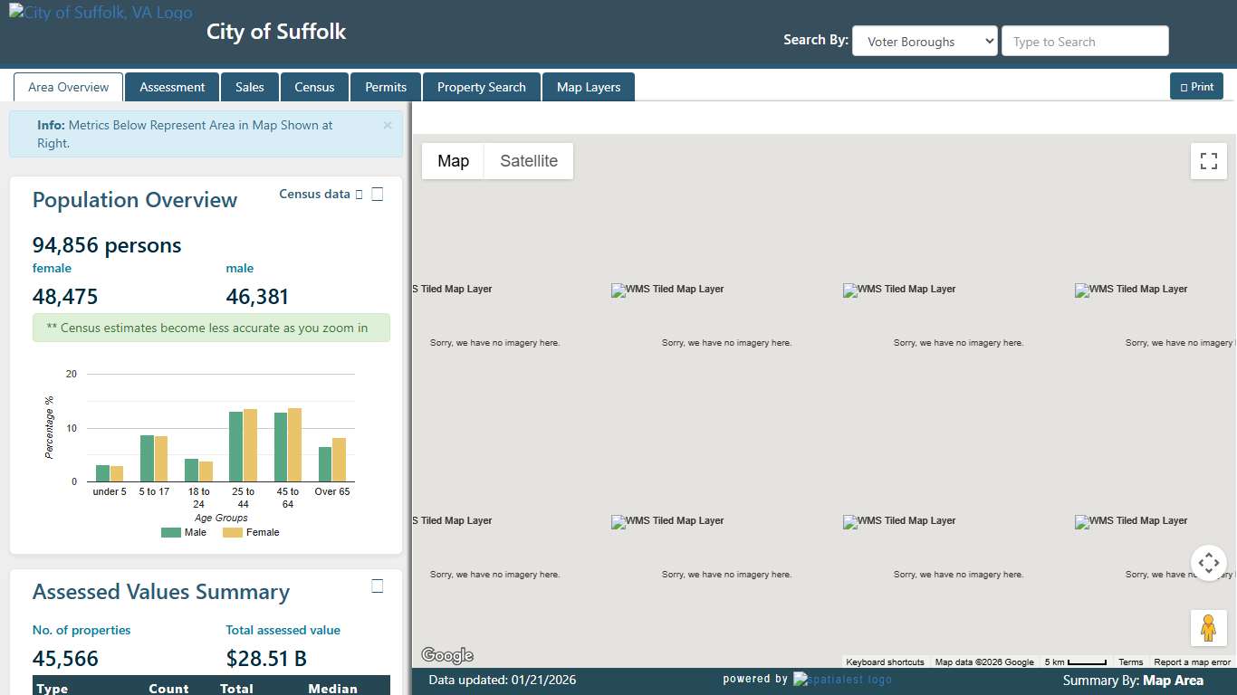 Suffolk City, VA - Real Property Data Portal > Sales > Demographics > Assessment > Real Property